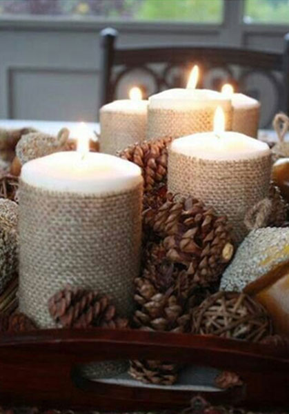 Ideas para decorar velas con aire Navideño