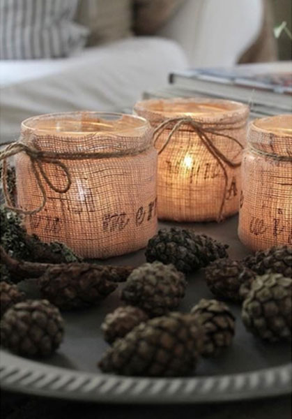 Ideas para decorar velas con aire Navideño