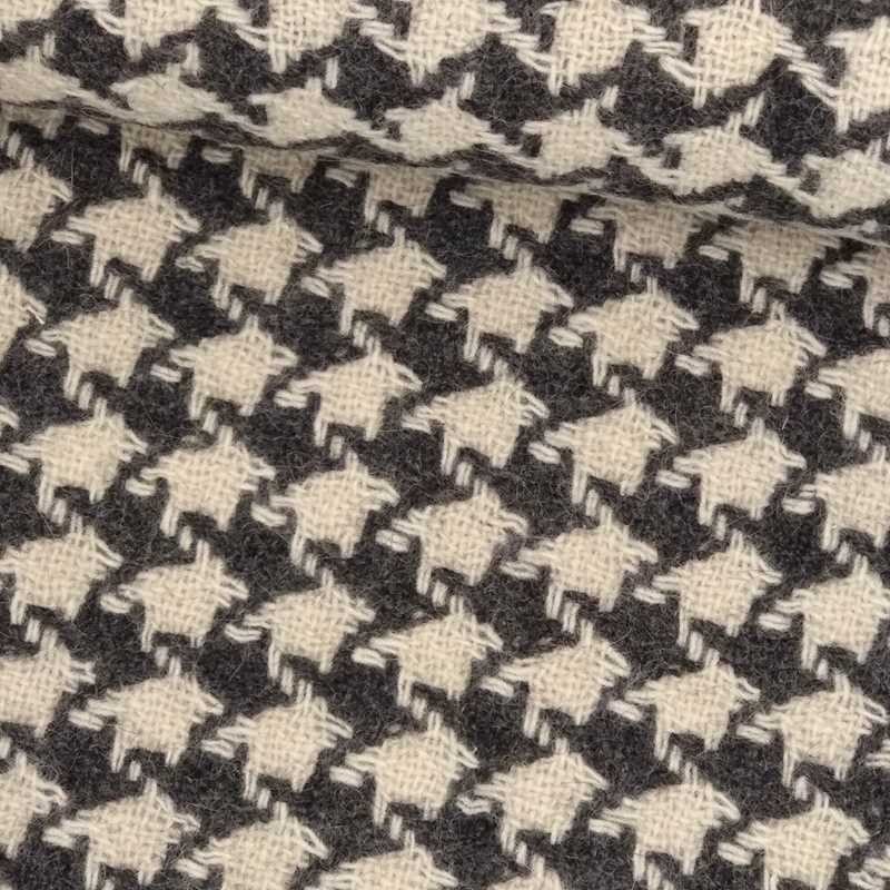 Tela de paño pata de gallo blanca y gris tubo Tela de paño pata de gallo blanca y gris tubo