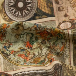 Tela de loneta con mapas detalle