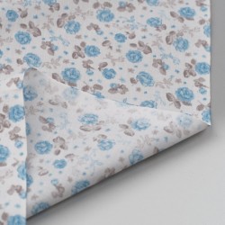 Tela de sábana flor azul y gris reves