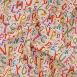 Tela de algodón con letras textura