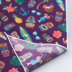 Tela de algodón con máscaras hawaianas revés