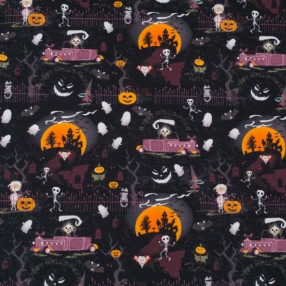 Tela de algodón estampado halloween lisa