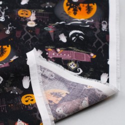 Tela de algodón estampado halloween reves