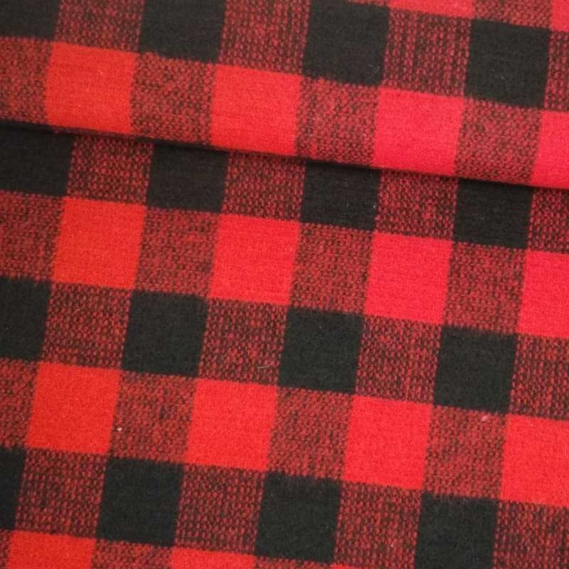 Tela de paño cuadro negro y rojo tubo Tela de paño cuadro negro y rojo tubo