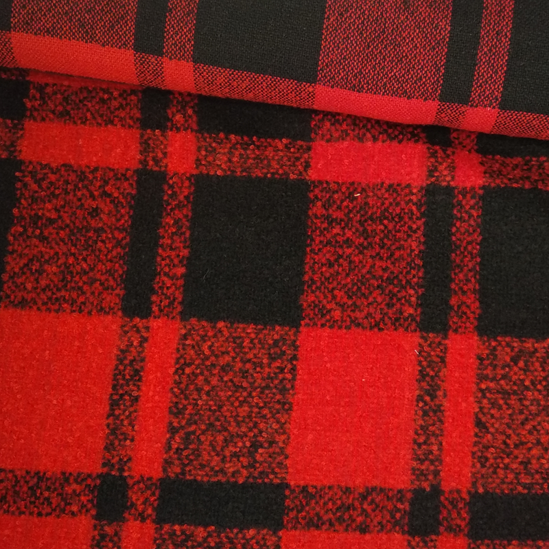 Tela de paño cuadro doble negro y rojo tubo Tela de paño cuadro doble negro y rojo tubo