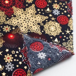Tela de navidad copos y estrellas revés