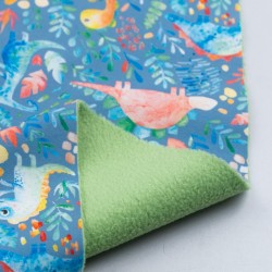 Tela de softshell dinosaurios forro polar revés