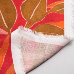 Tela de lino ramas tropicales reves