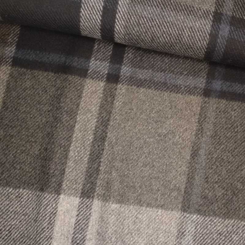Tela de paño cuadros grandes azul, crudo y gris tubo Tela de paño cuadros grandes azul, crudo y gris tubo