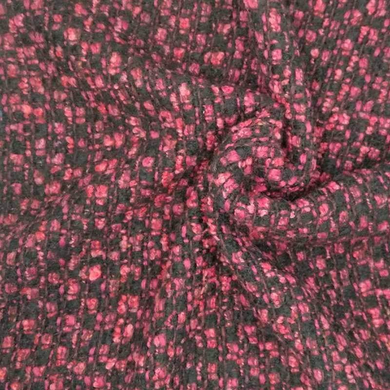 Tela de paño hilado fucsia y negro arrugado Tela de paño hilado fucsia y negro arrugado