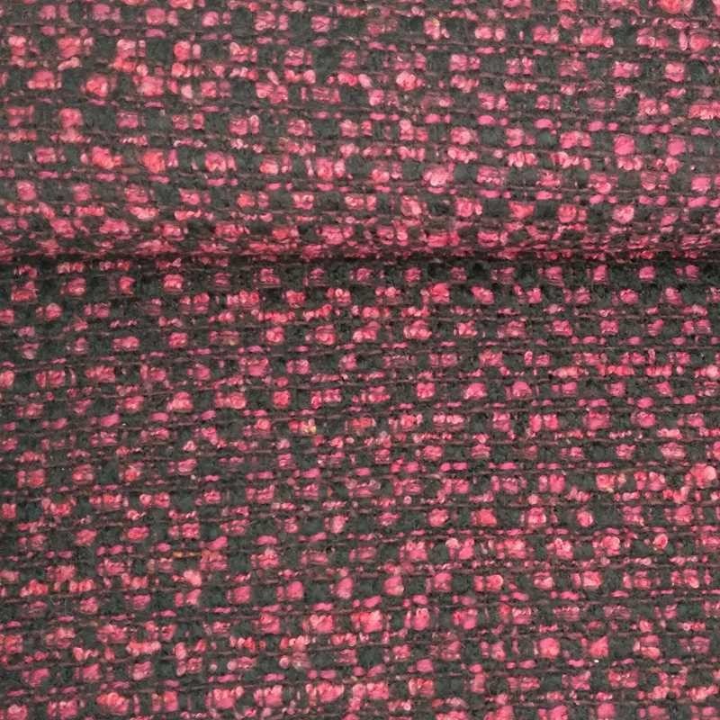 Tela de paño hilado fucsia y negro tubo Tela de paño hilado fucsia y negro tubo