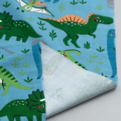 Tela de punto camiseta dinosaurios detalle