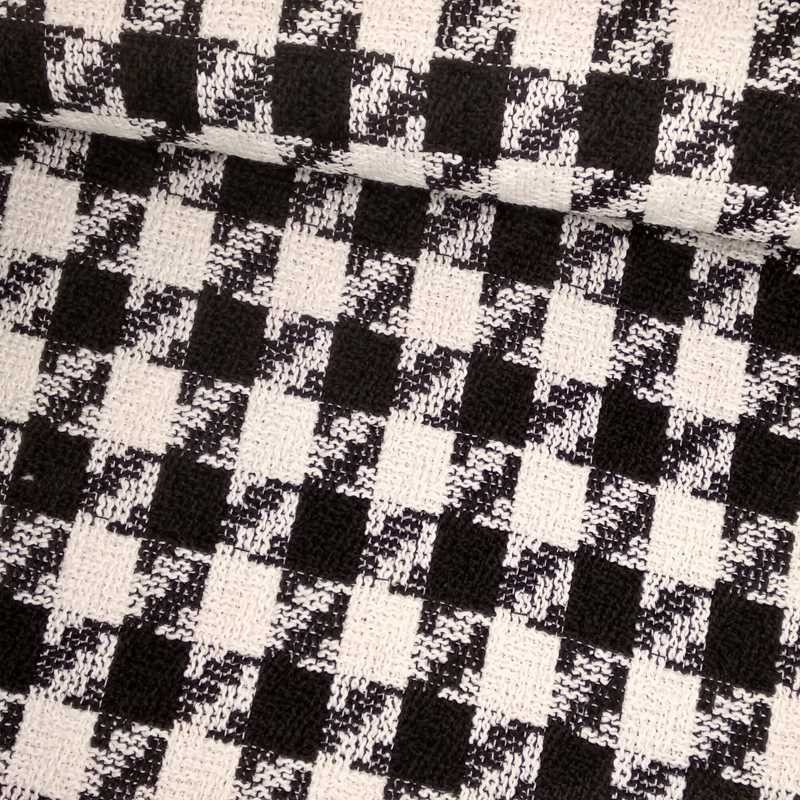 Tela de punto pata de gallo blanca y negra tubo Tela de punto pata de gallo blanca y negra tubo