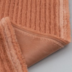 Tela de minky con rayas revés terracota