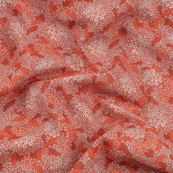 Tela de popelín corales havaianos arrugada