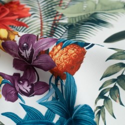 Tela de crepé flor caribeña detalle