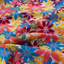 Tela de tergal flores hippie textura