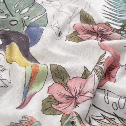 Tela de punto camiseta tropical textura