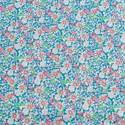 Tela de algodón margaritas lisa azul