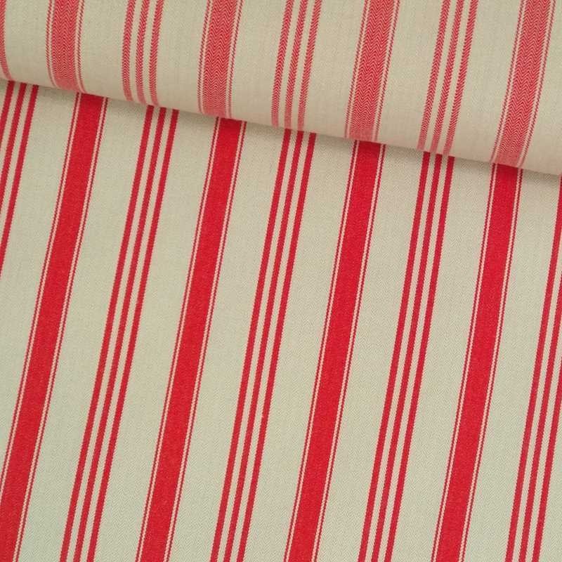 Tela de algodón cruda raya roja tubo Tela de algodón cruda raya roja tubo