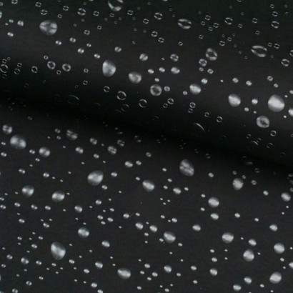 Tela de softshell gotas de agua lomo negro