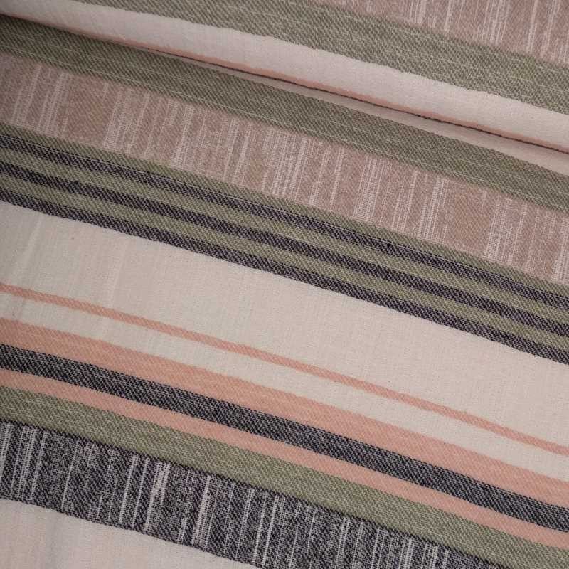Tela de algodón de rayas verde y beige tubo Tela de algodón de rayas verde y beige tubo