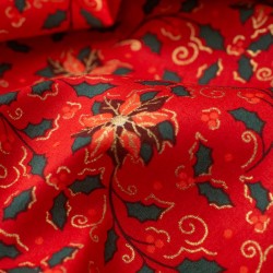 Tela de navidad hoja acebo