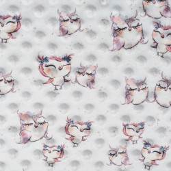 Tela de minky búhos amorosos lisa