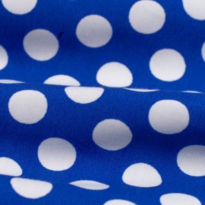 Tela de algodón de topos 1,50cm detalle azul