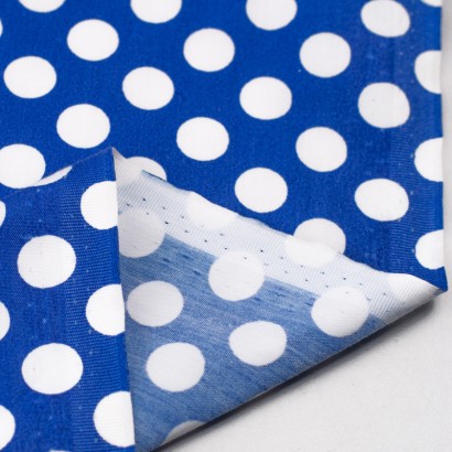 Tela de algodón de topos 1,50cm revés azul