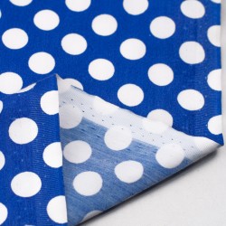 Tela de algodón de topos 1,50cm revés azul