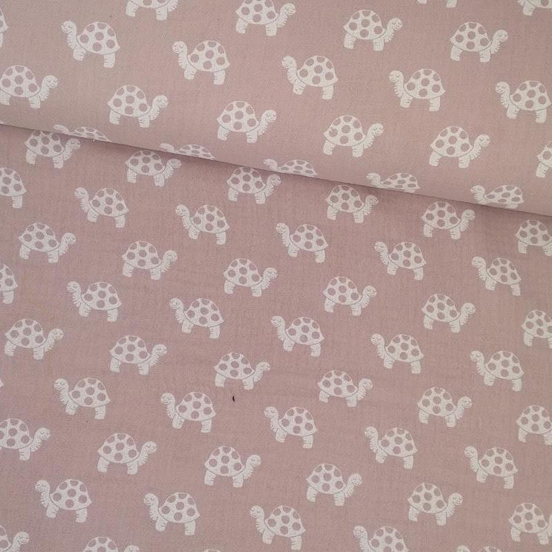 Tela de algodón rosa con tortugas blancas tubo Tela de algodón rosa con tortugas blancas tubo