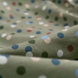 Tela de punto camiseta topos colores detalle