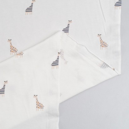Tela de punto camiseta girafas revés