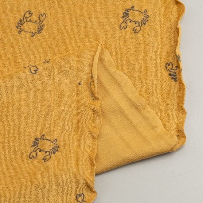Tela de felpa rizo cangrejos revés mostaza