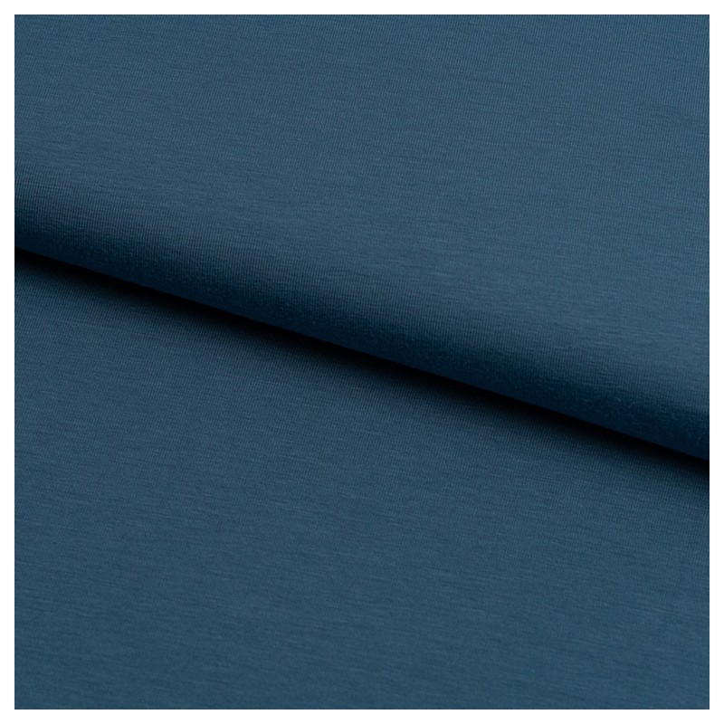 Tela de punto camiseta liso bambu lomo azul ceniza oscuro