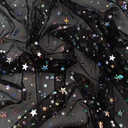 Tela de tul con estrellas textura