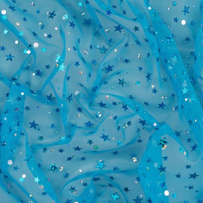 Tela de tul con estrellas colores textura