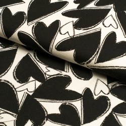 Tela de punto de chandal corazones lomo