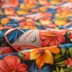 Tela de algodón furgoneta Hippie detalle