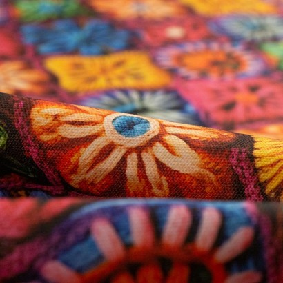 Tela de algodón granny chanchillo detalle