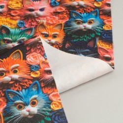Tela de algodón caritas de gatos revés