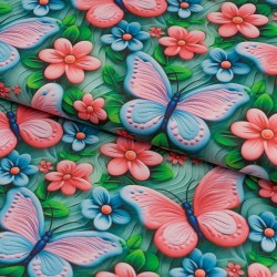 Tela de algodón mariposas y flores lomo
