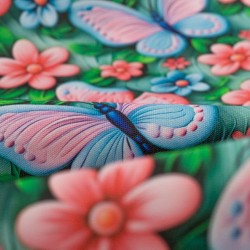 Tela de algodón flores y mariposas detalle