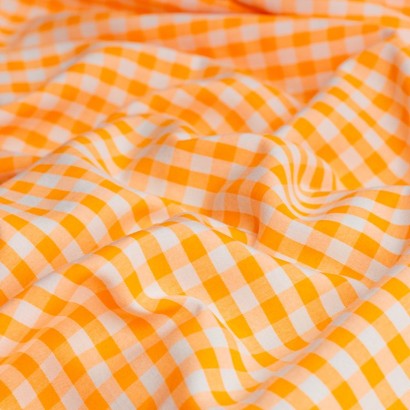Tela de vichy tonos acidos textura naranja fluor