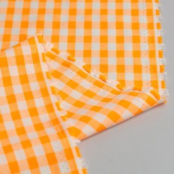 Tela de vichy tonos acidos revés naranja fluor
