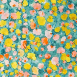 Tela de seersucker tulipanes lisa lima fluor