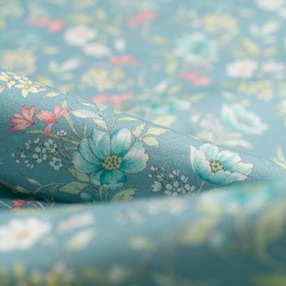 Tela de popelin flores adelfa detalle